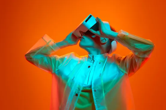 person wearking vr headset