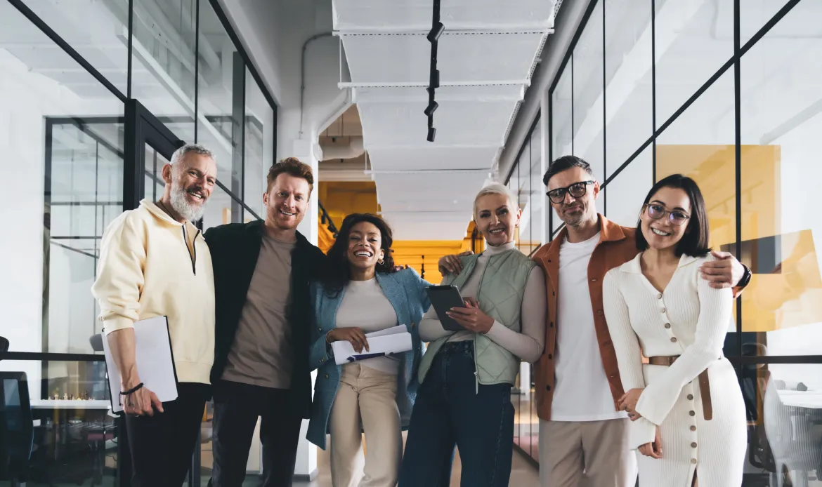 team of people working